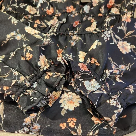 Papermoon Black Floral Empire Waist Long Sleeve Blouse New With Tags Women's S - Picture 9 of 12